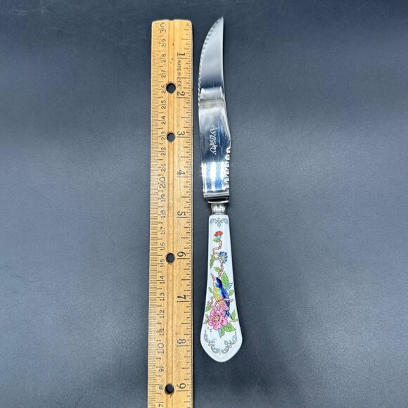Vintage Aynsley Pembroke Fine Bone China Stainless Steel Steak Knives Bird - Picture 5 of 10